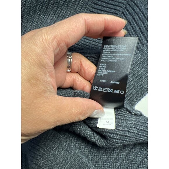 Bebe NWT Sweater Sz M Dark Gray Longsleeve Lace Up V-Neck - Picture 7 of 9